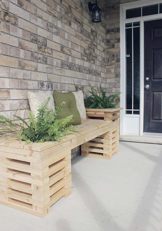 Wooden Bench Planter Combo