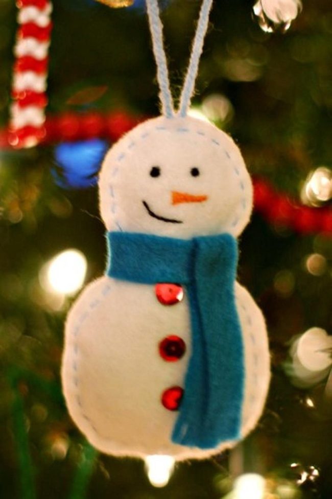 Felt Snowman With Blue Scarf
