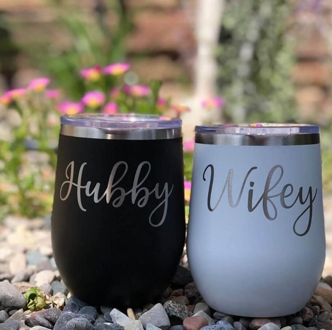 Engraved Steel His And Hers Tumblers