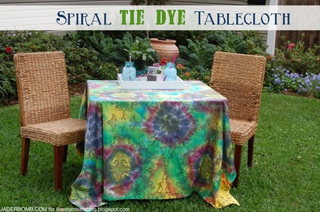 Spiral Tie-Dye Garden Table