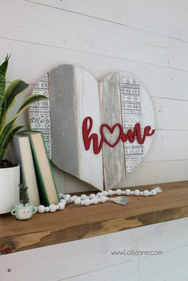 Wooden Heart Plank Wall