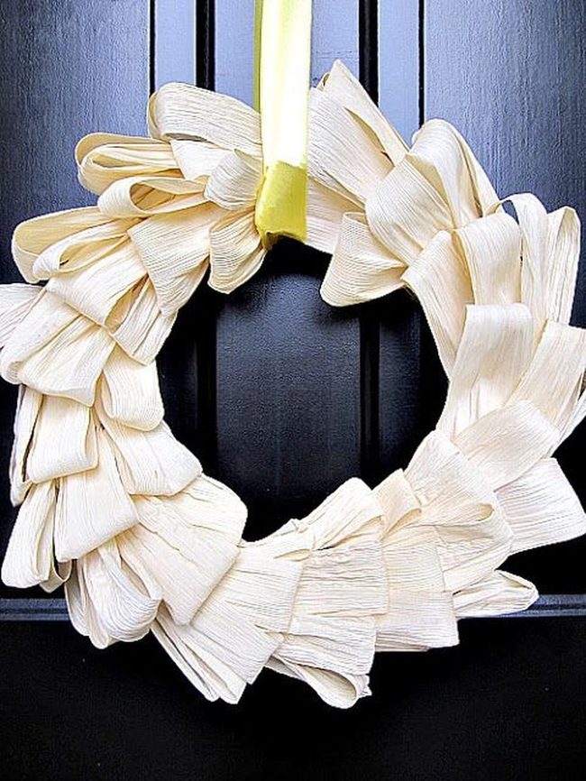 White Petals Yellow Ribbon Wreath
