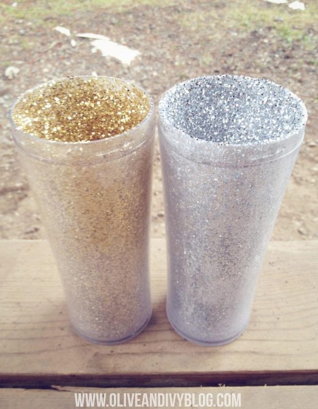 Glittery Gold Silver Sparkle Cups