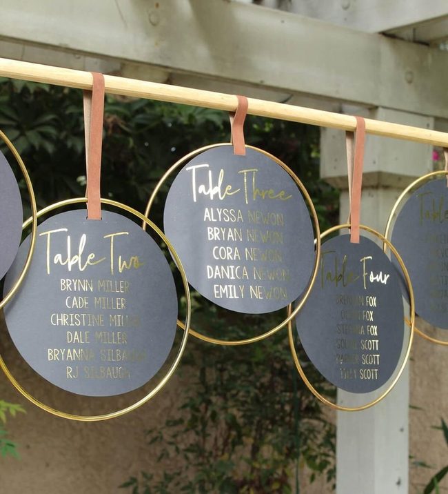 Black And Gold Macramé Seating Cards