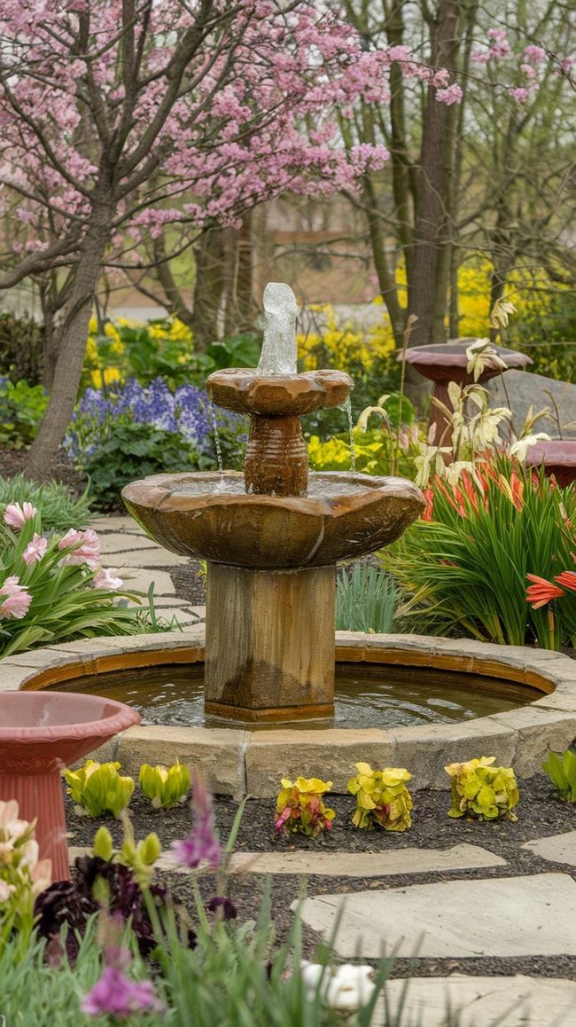 Splashing Stone Brings Birds