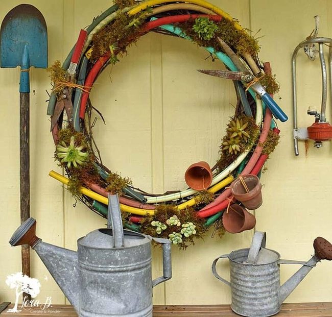 Painted Hose Garden Wreath
