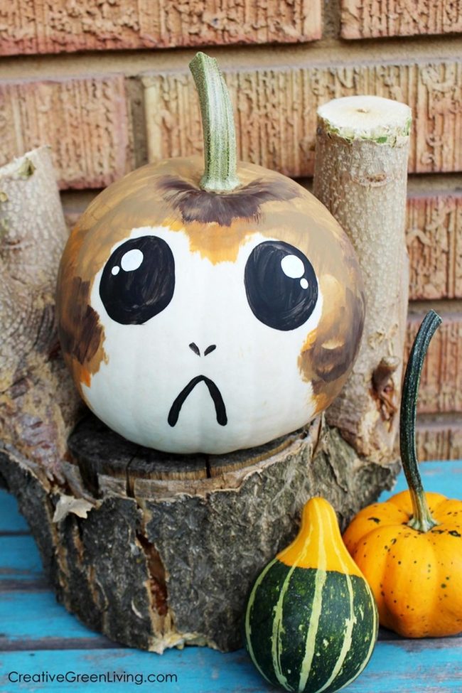 Painted Pumpkins On Rustic Wood