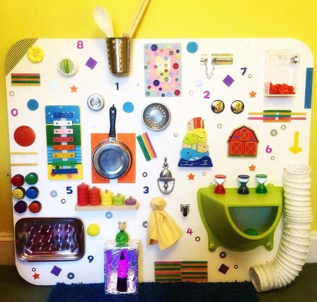 Bright Yellow Sensory Learning Wall