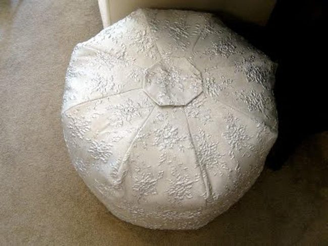 White Floral Pouf Statement Piece