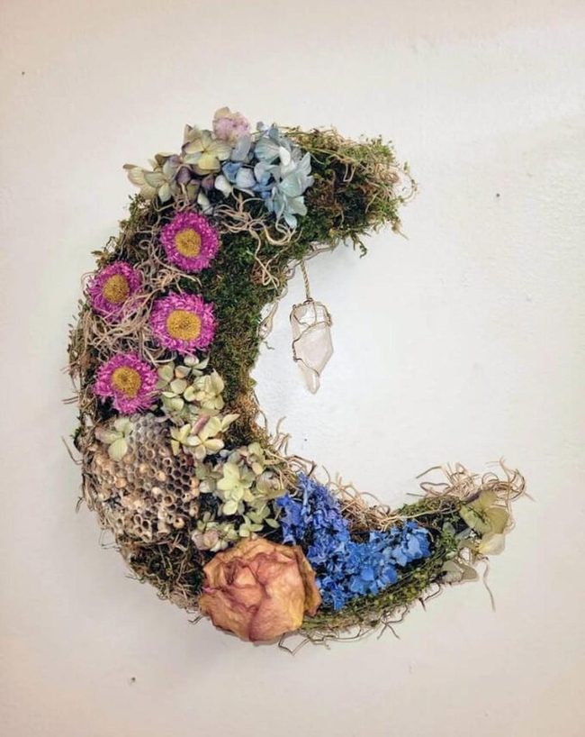 Crescent Moon Dried Flower Wreath