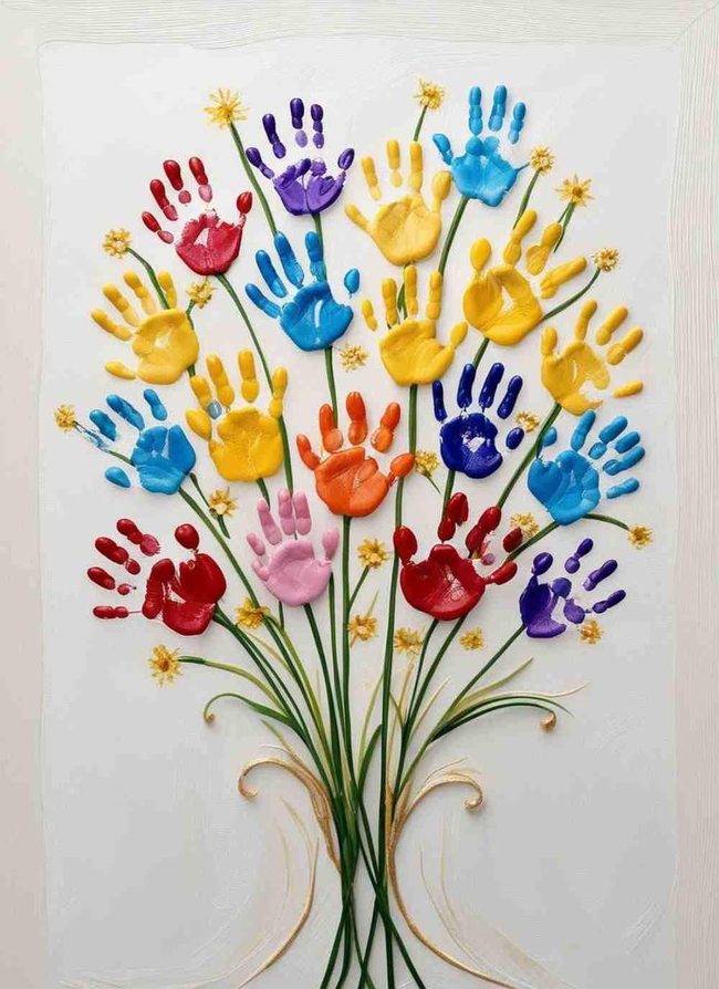 Handprint Flower Bouquet Art
