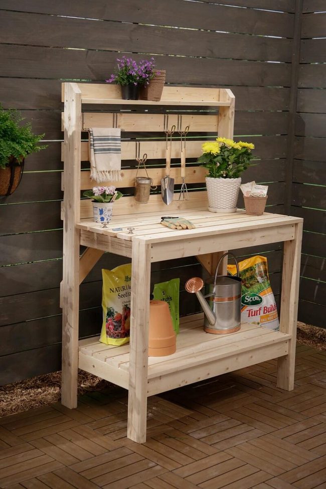Wooden Garden Workstation With Storage