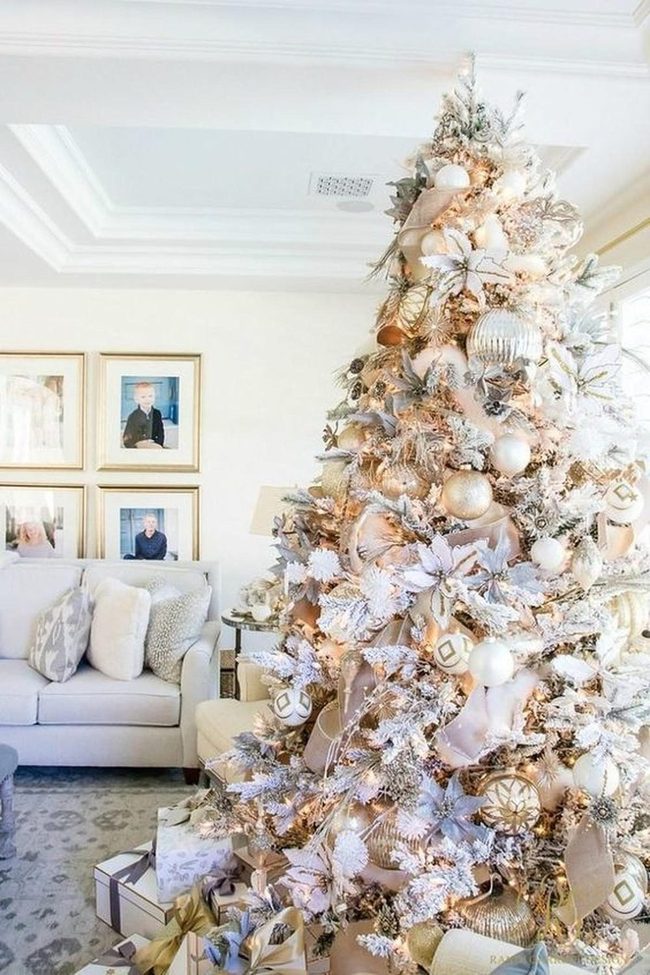 Shimmering Gold Ornaments Fill Room