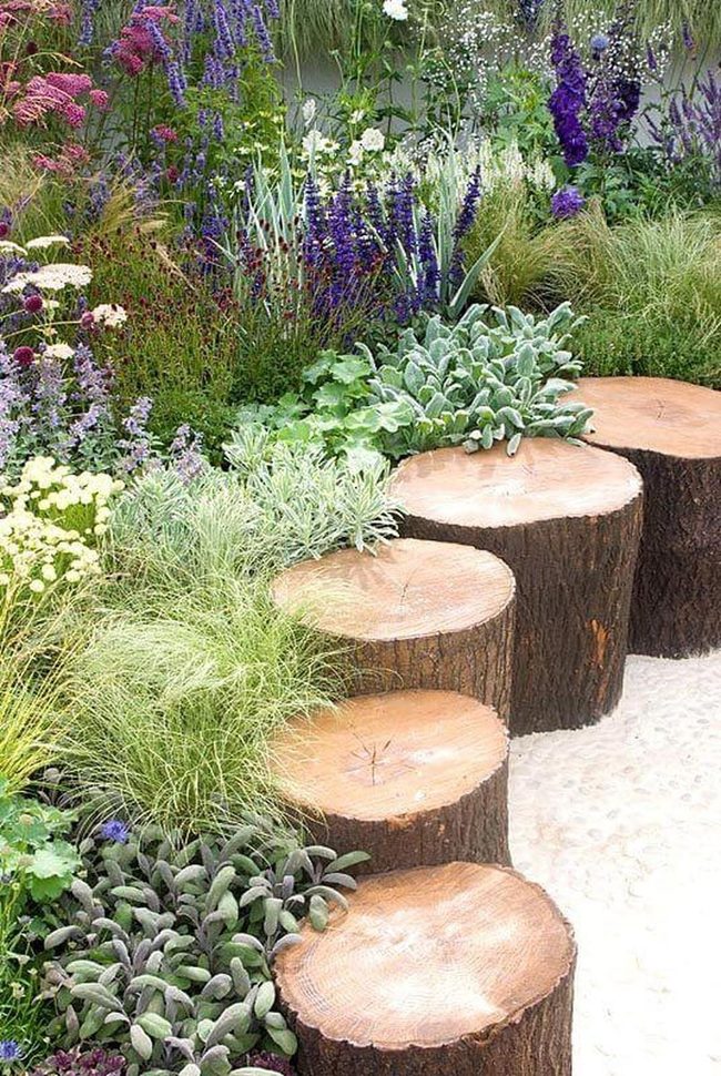 Weathered Wood Garden Steps