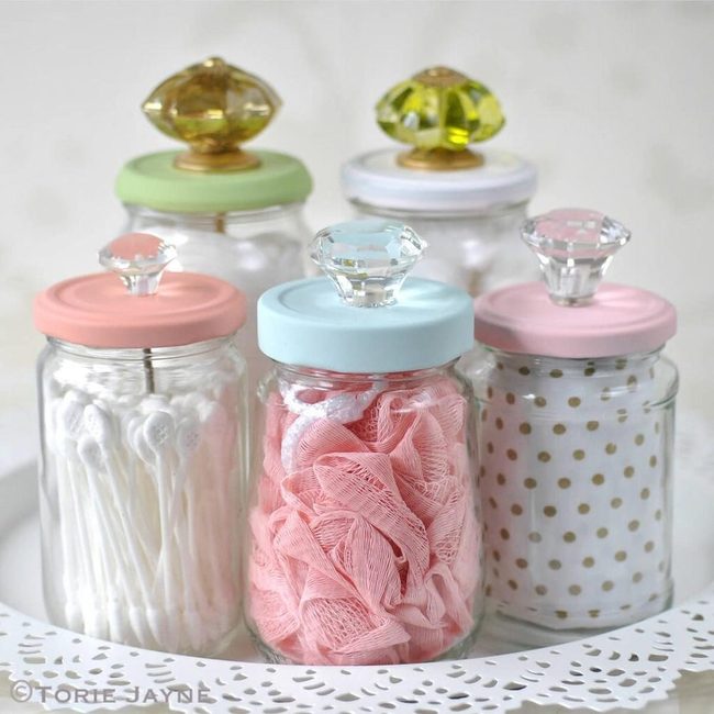Painted Glass Jars With Knobs