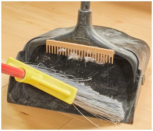 Comb-Attached Dustpan Cleaning Hack