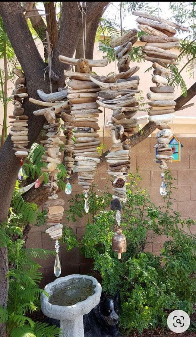 Driftwood Wind Chime With Glass Beads