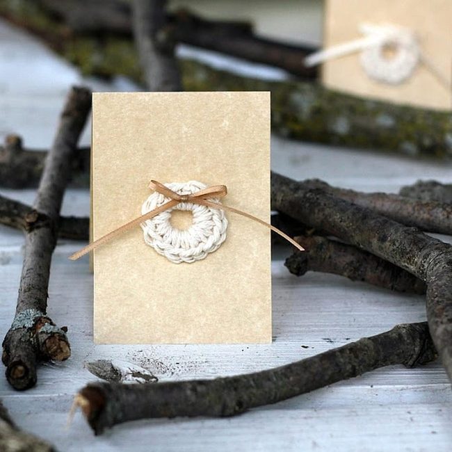 Brown Paper White Knit Circles