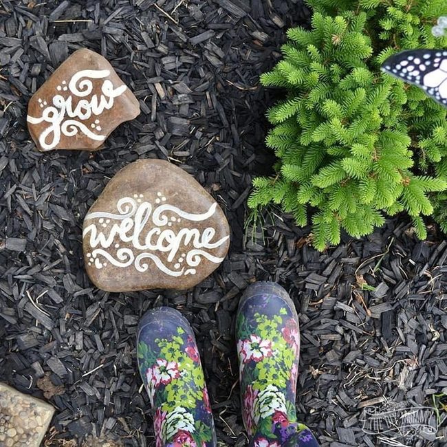 Colorful Message Stones For Gardens