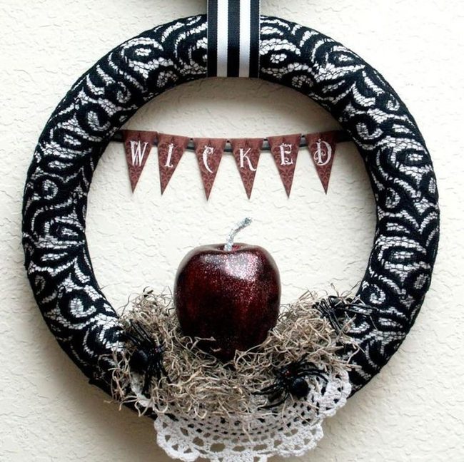 Black Striped Ribbon Halloween Apple
