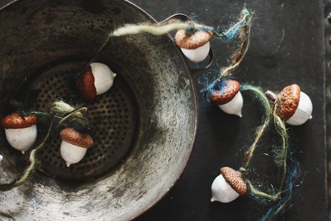 Ceramic Acorns In Weathered Metal