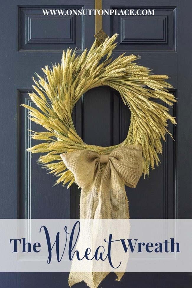 Golden Wheat Wreath Against Navy