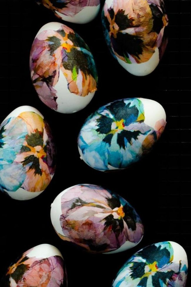 Indigo And Mauve Floral Egg Art