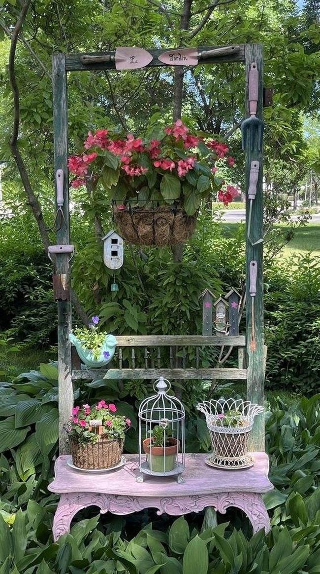 Wooden Ladder Vertical Garden Display