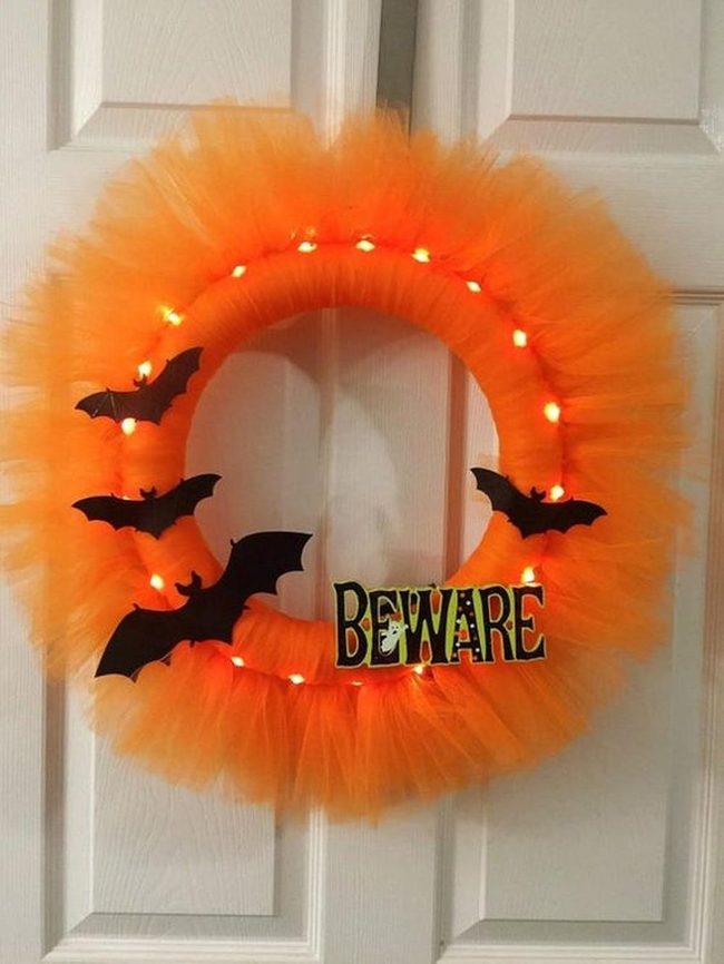 Orange Tulle Halloween Door Statement