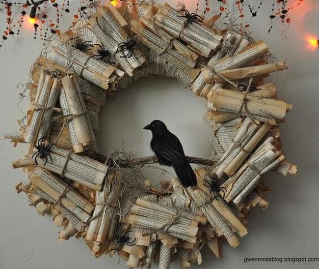 Yellowed Pages With Perched Raven