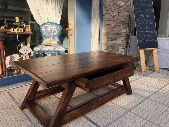 Dark Wood Angled Legs Table