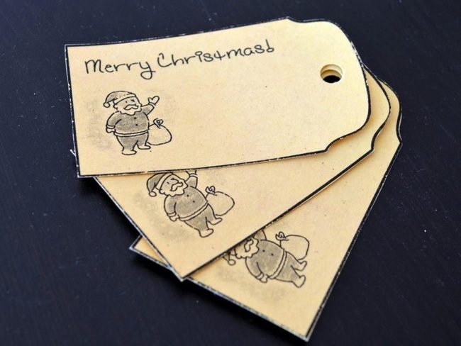Hand-Drawn Santa Light Brown Tags