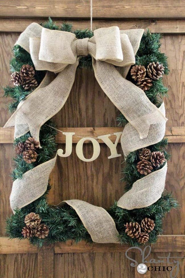 Burlap Wrapped Evergreen Wreath