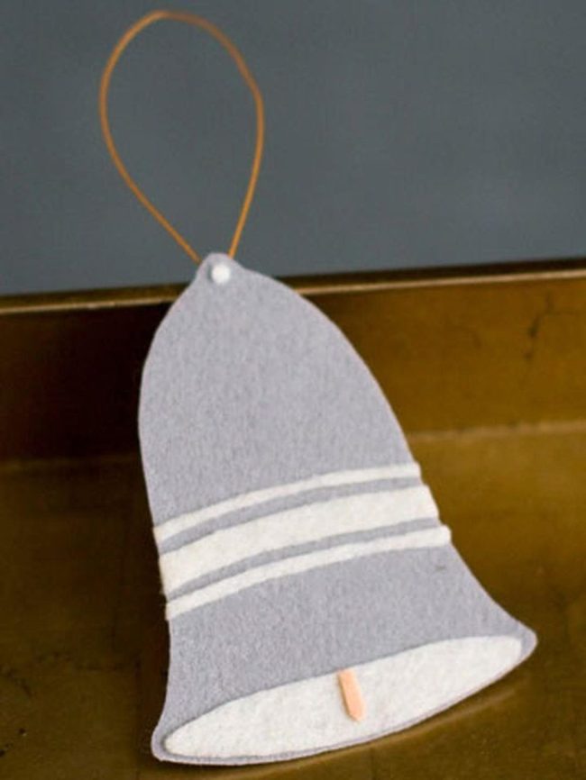 Gray Felt Bell Ornament