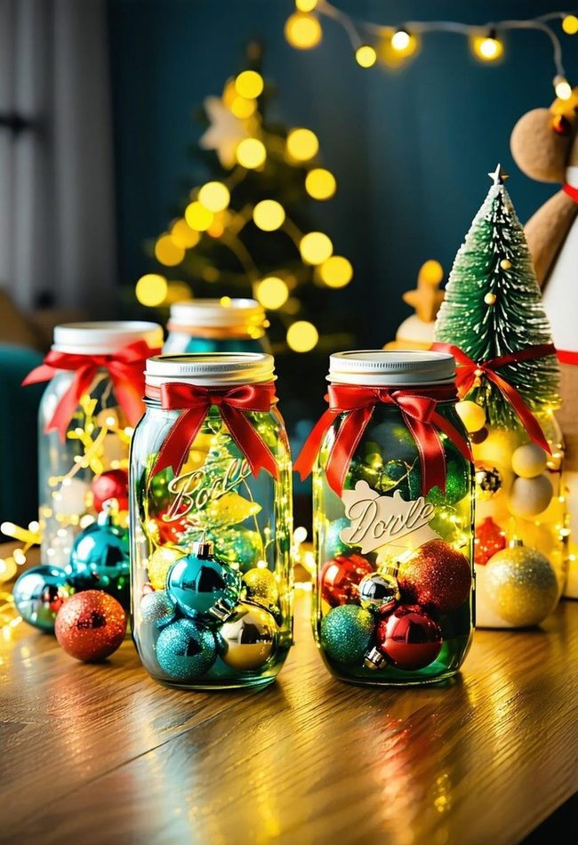 Painted Mason Jars With Lights