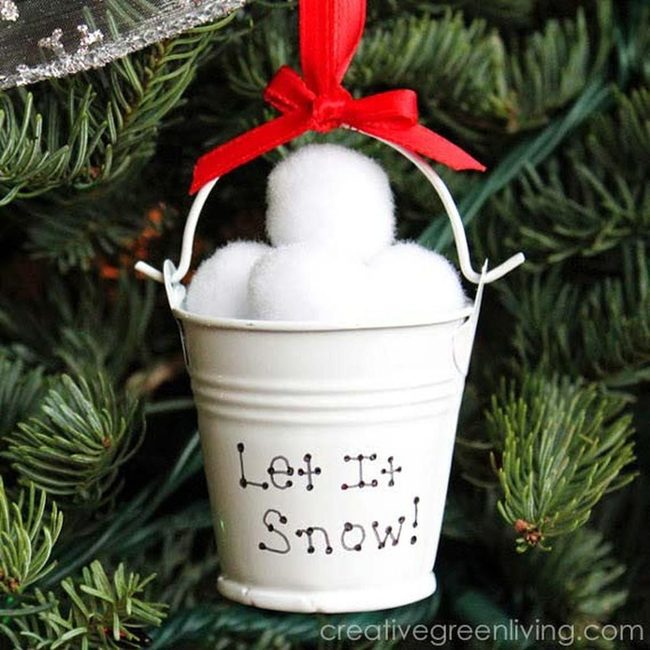 Cotton Ball Bucket Ornaments
