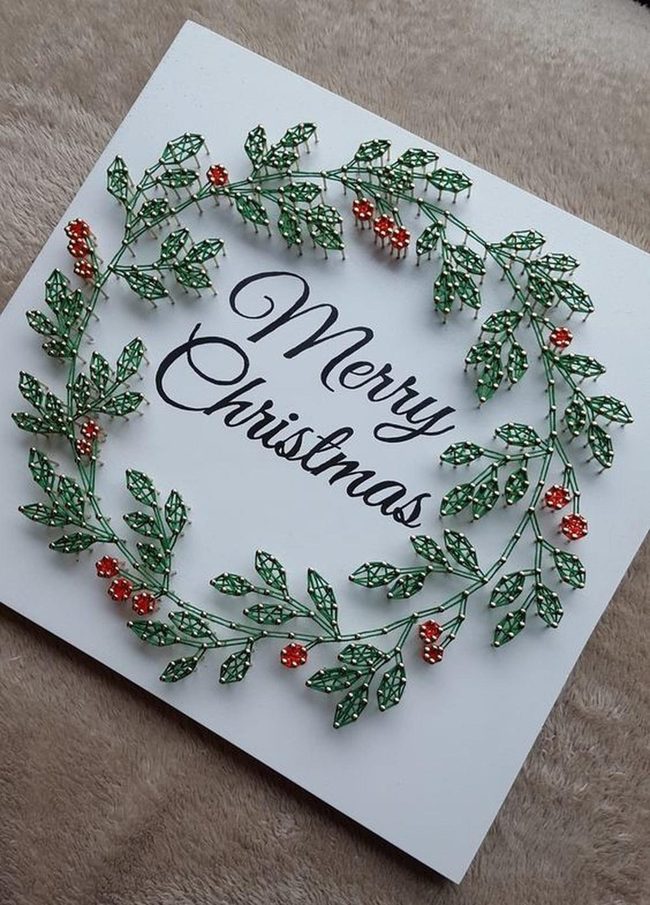 Red Berries Green Wreath Script