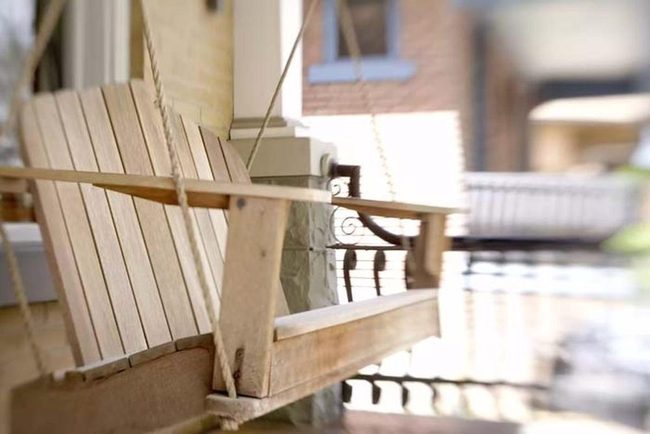 Weathered Wood Rocking Bench
