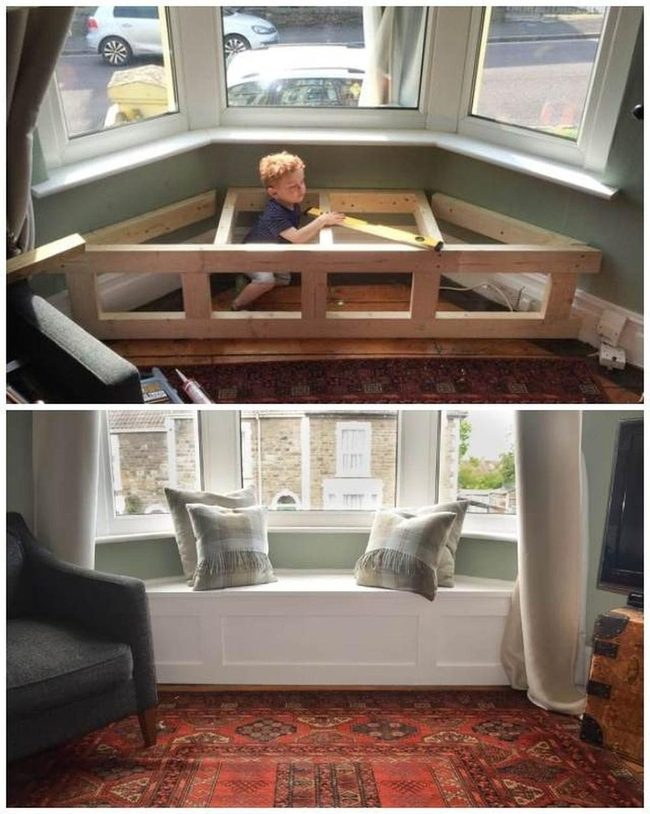 Victorian Bay Window Storage Seat