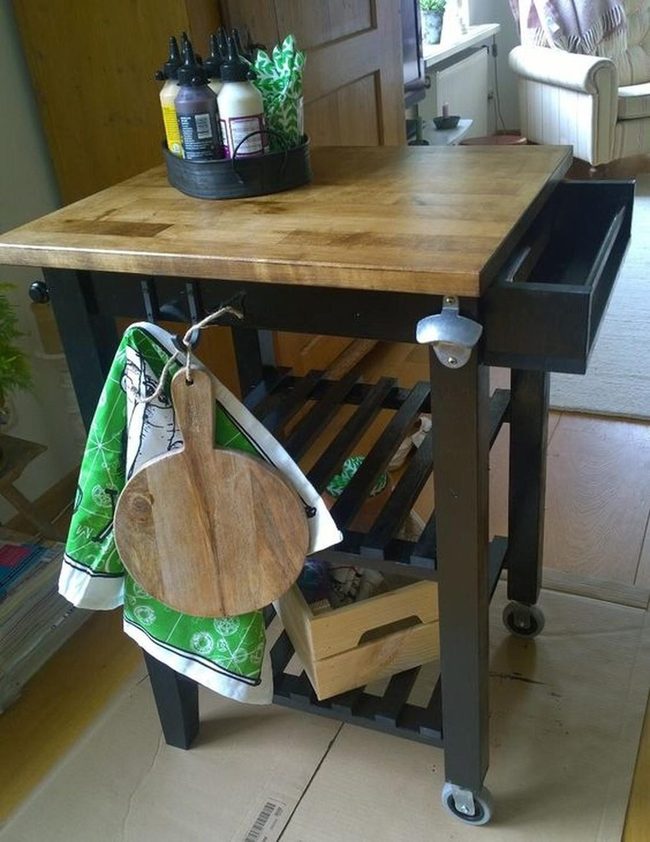 Mobile Wooden Kitchen Island