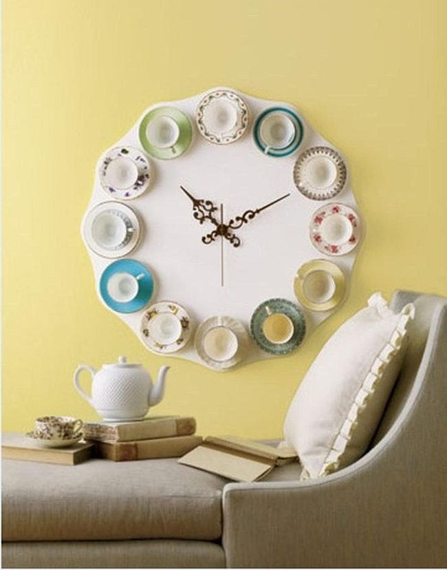 Sunny Yellow Room With Teacup Clock