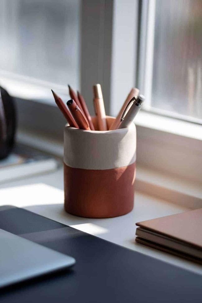 Terracotta And Beige Desk Space