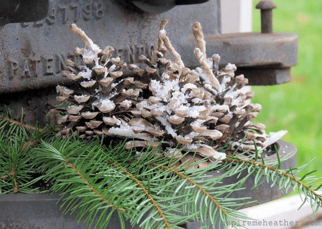 Frosted Pinecones With Vintage Metal