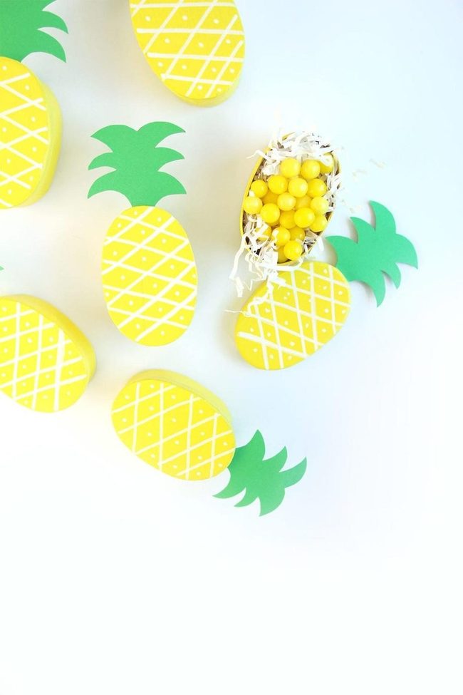 Golden Pineapple Halves On White