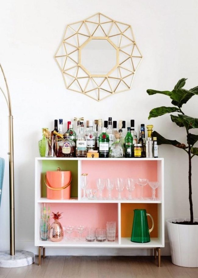Pink Orange Green Bar Shelving
