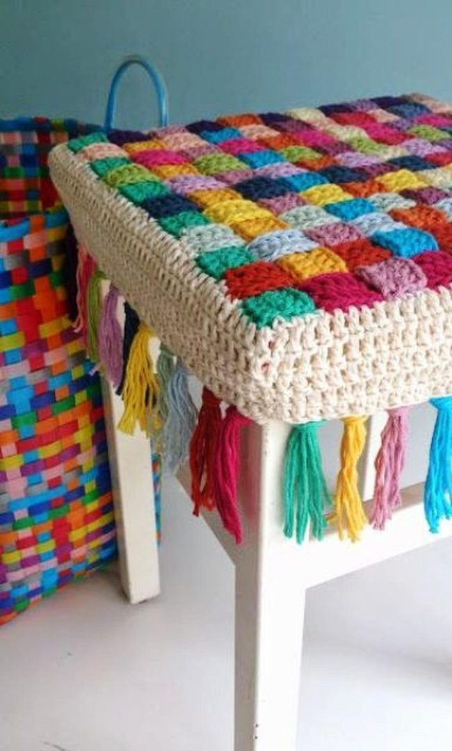 Checkerboard Crochet Furniture Rainbow