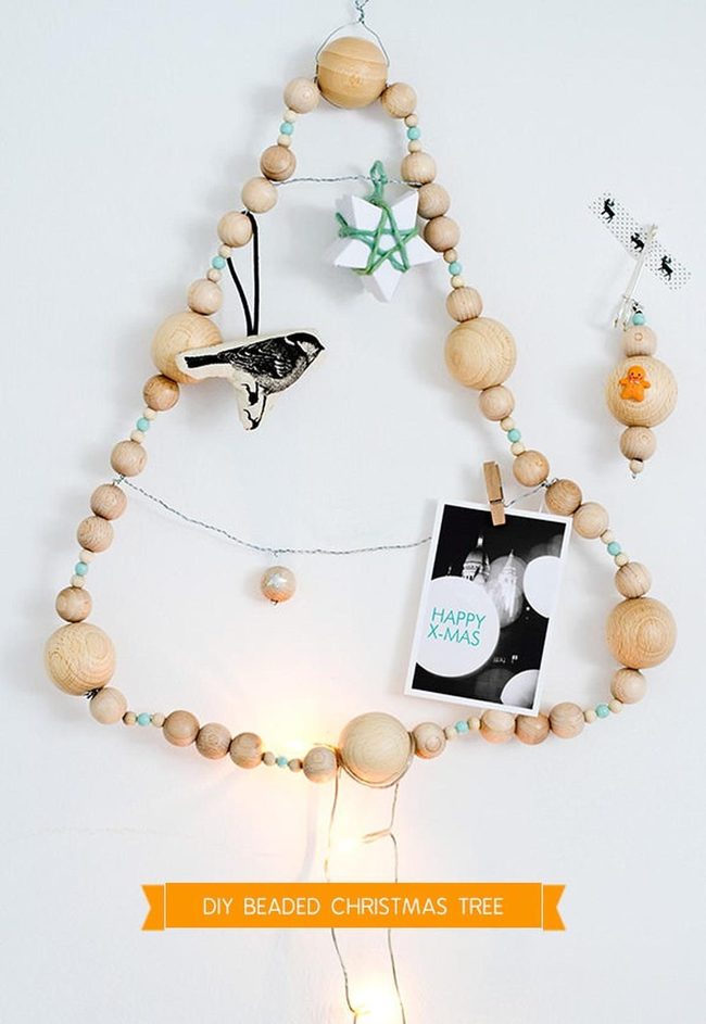 Natural Wood Beads With Pastel Blue Accents