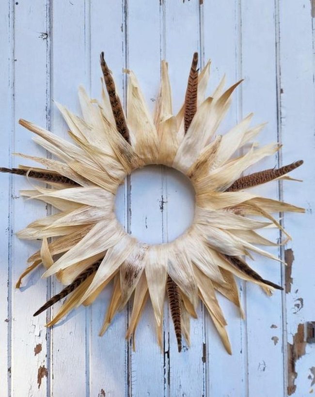 Beige Feather Sunburst Wall Art