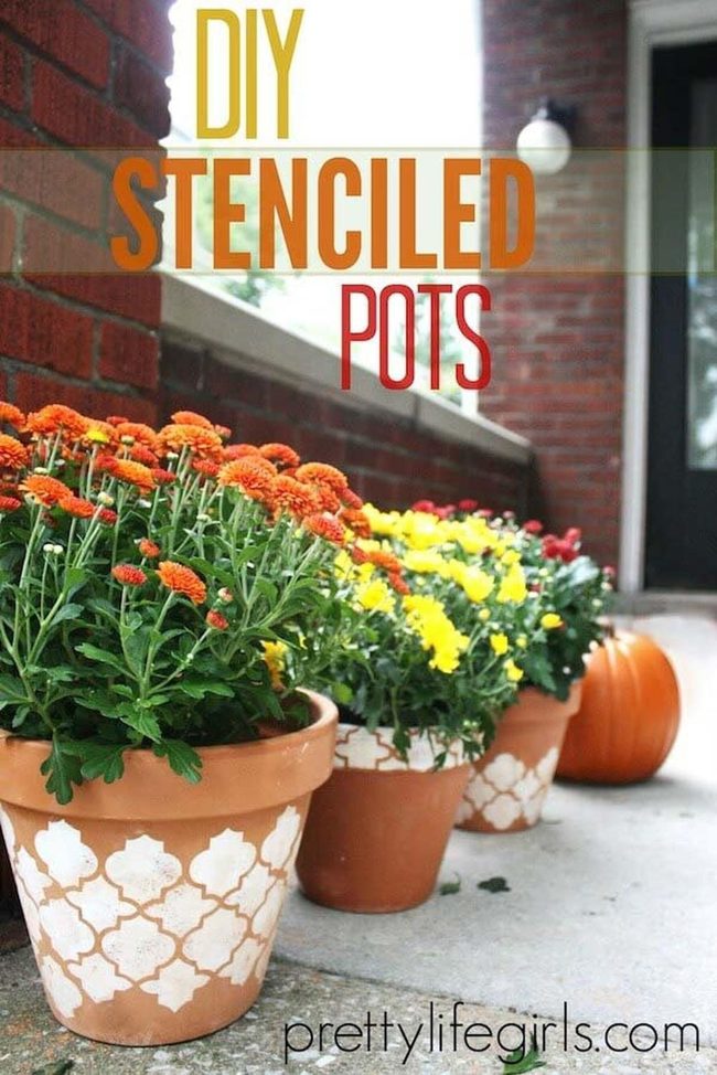 Stenciled Terracotta Garden Statements