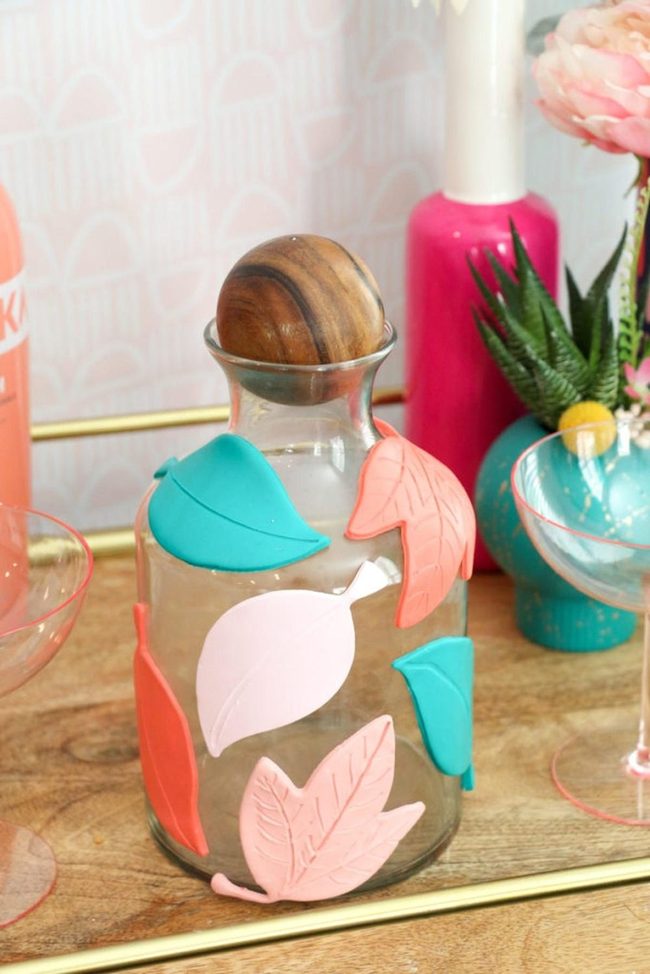 Leaf-Patterned Glass Jars With Wooden Lids
